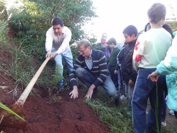 Alunos auxiliaram no plantio